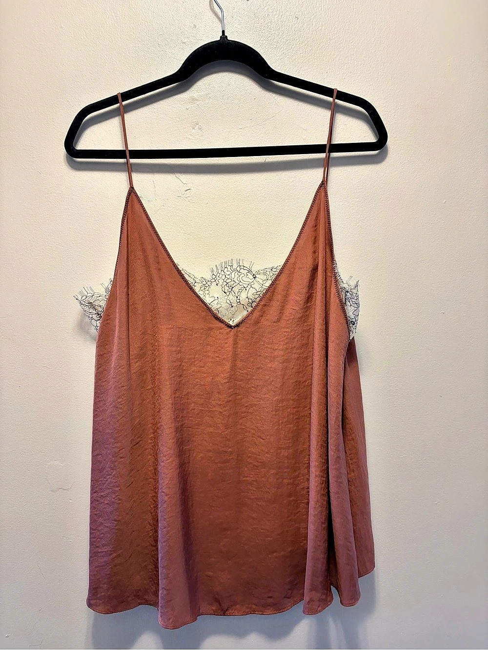 Free People Lace Trim Camisole in Rust